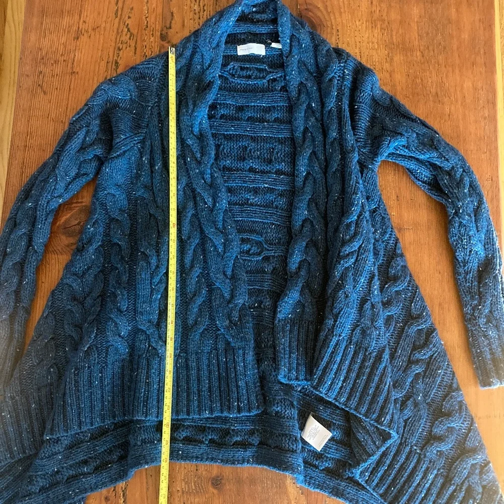 Anthropologie Teal Speckled Cable Sweater Cardigan Size S by Sleeping on Snow